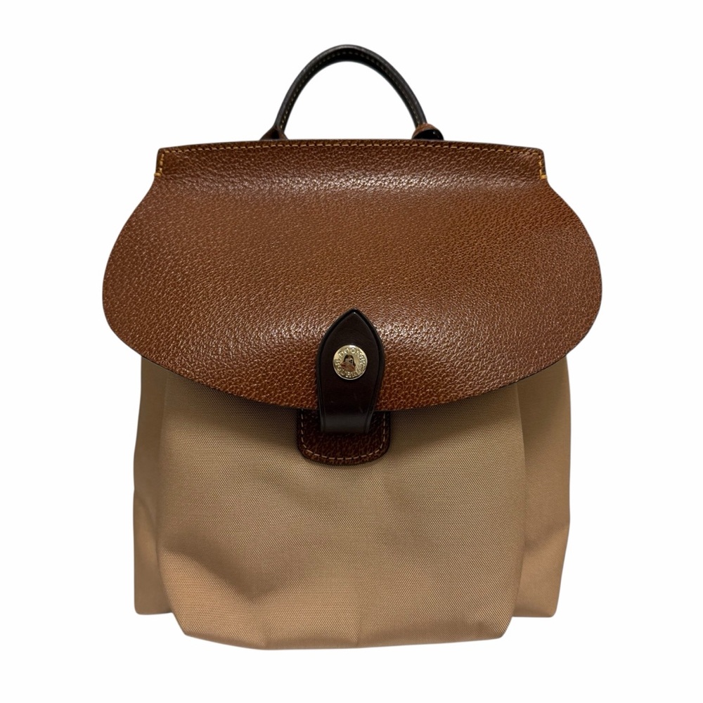Dooney & Bourke Pebbled Brown/Tan Leather/Textile Nylon Backpack